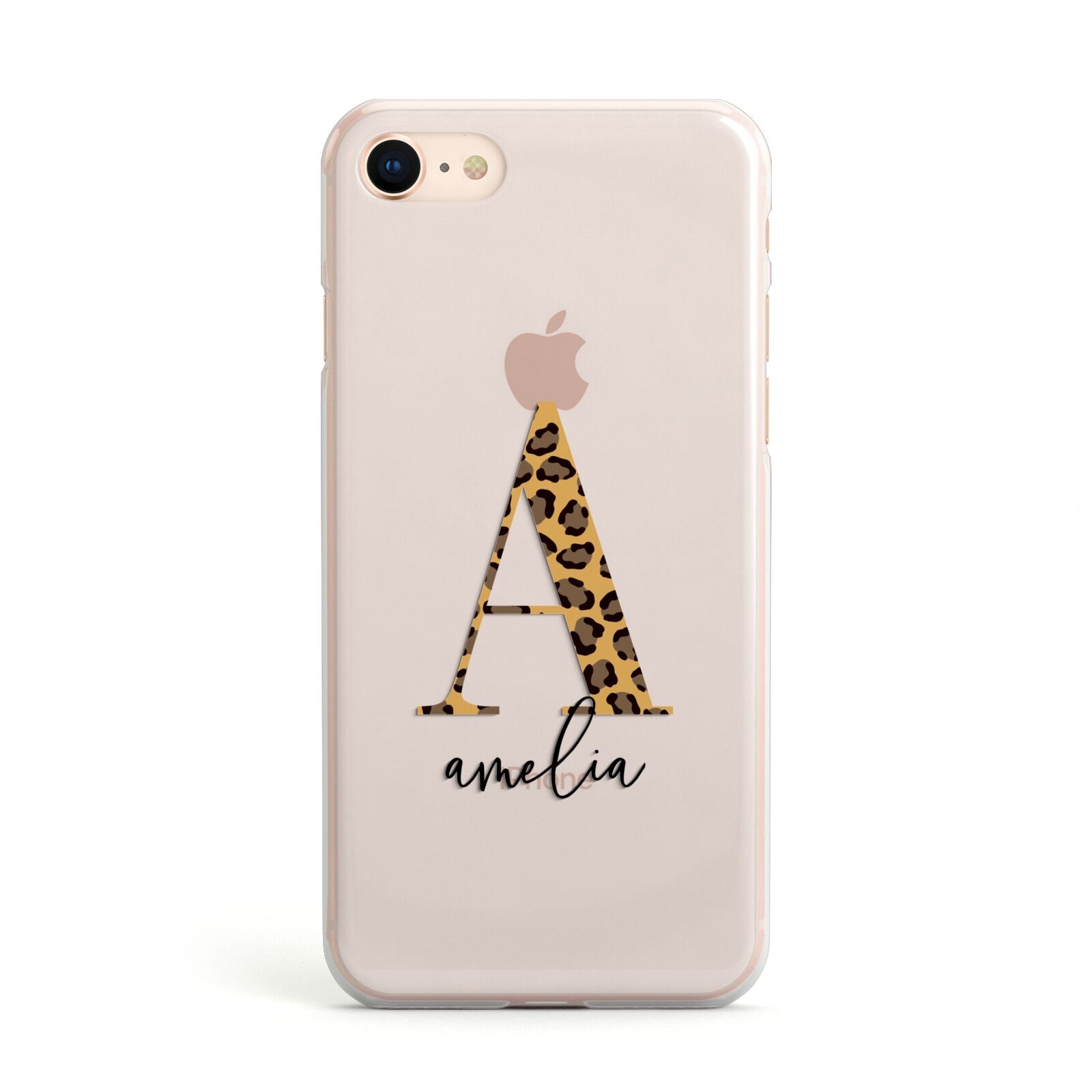 Leopard Print Initial with Name Apple iPhone Case
