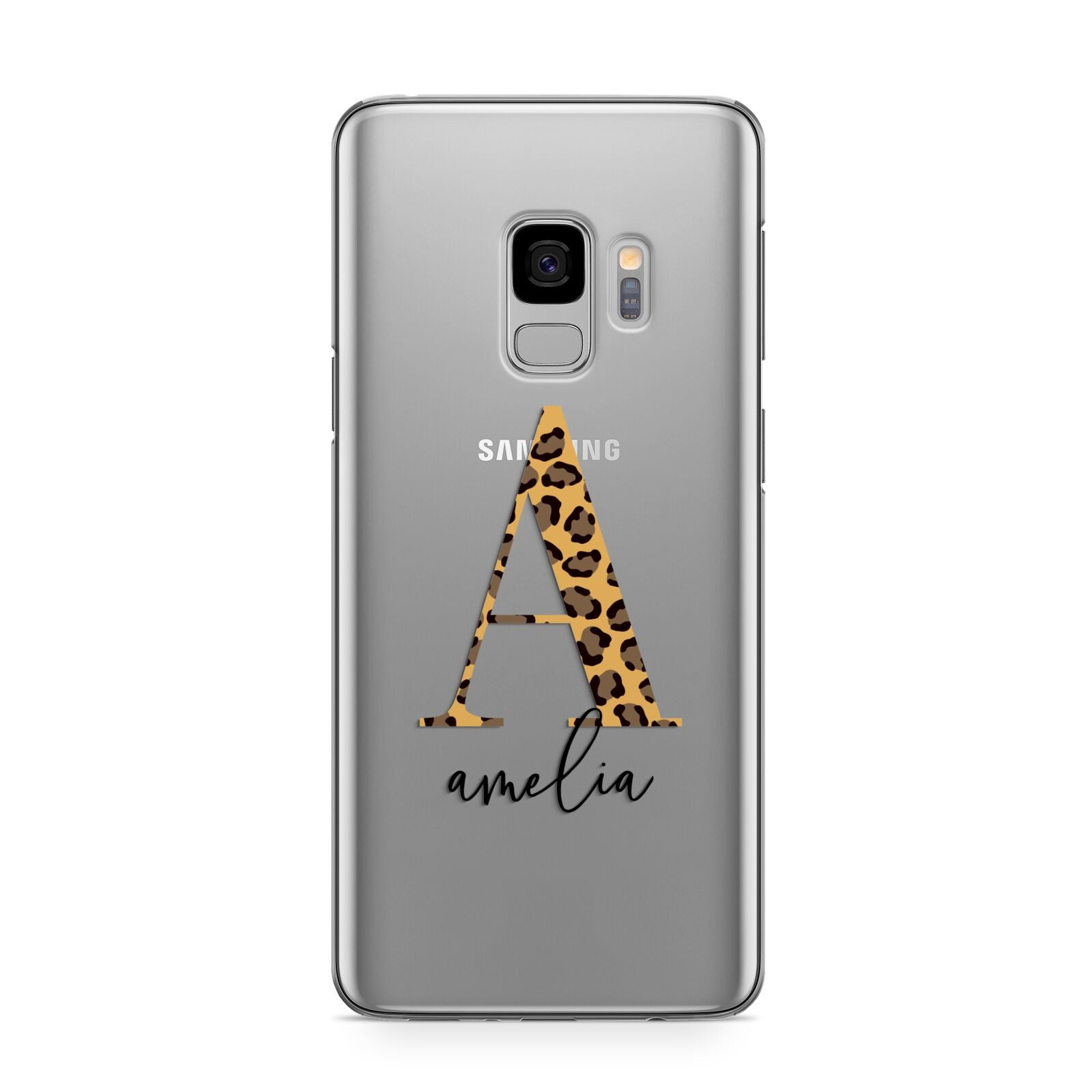 Leopard Print Initial with Name Samsung Galaxy S9 Case