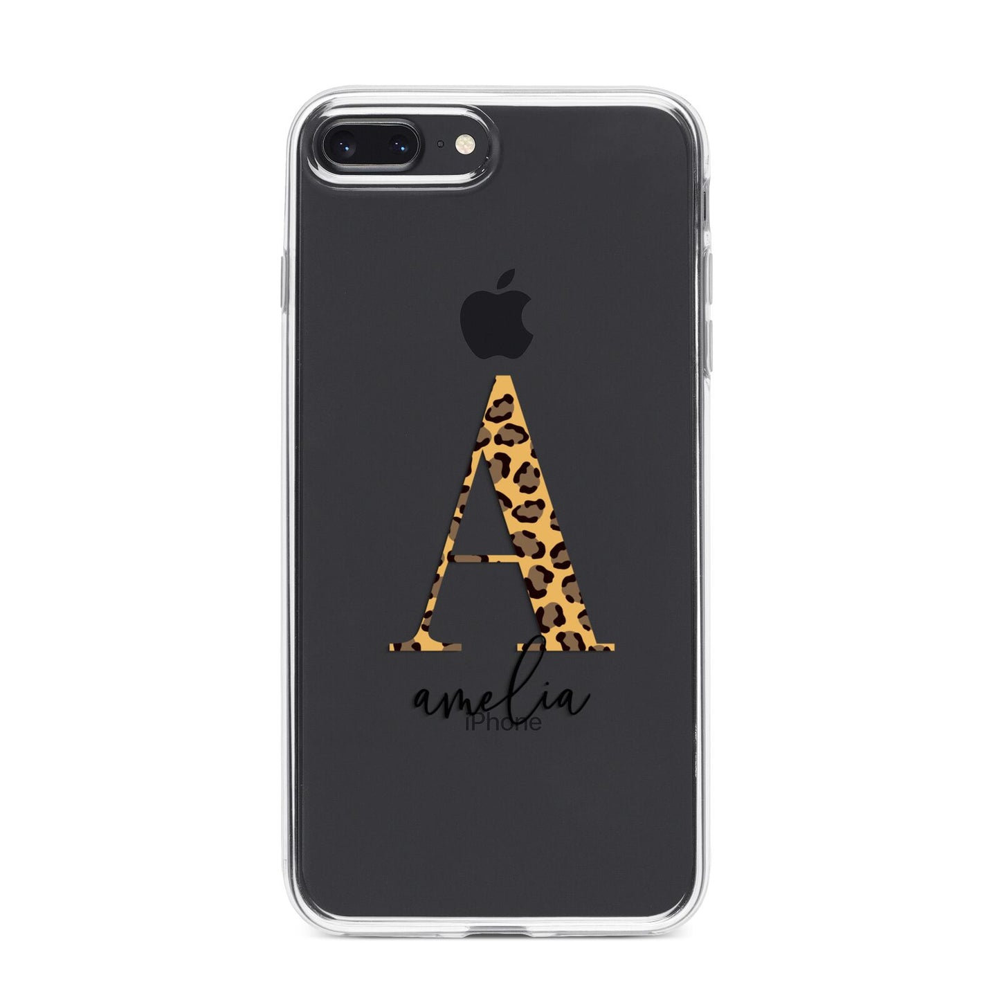 Leopard Print Initial with Name iPhone 8 Plus Bumper Case on Black iPhone