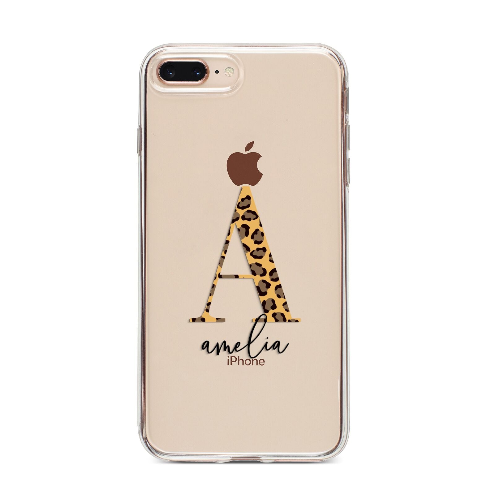 Leopard Print Initial with Name iPhone 8 Plus Bumper Case on Gold iPhone