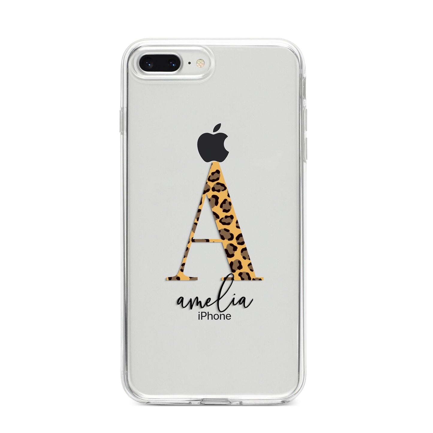 Leopard Print Initial with Name iPhone 8 Plus Bumper Case on Silver iPhone