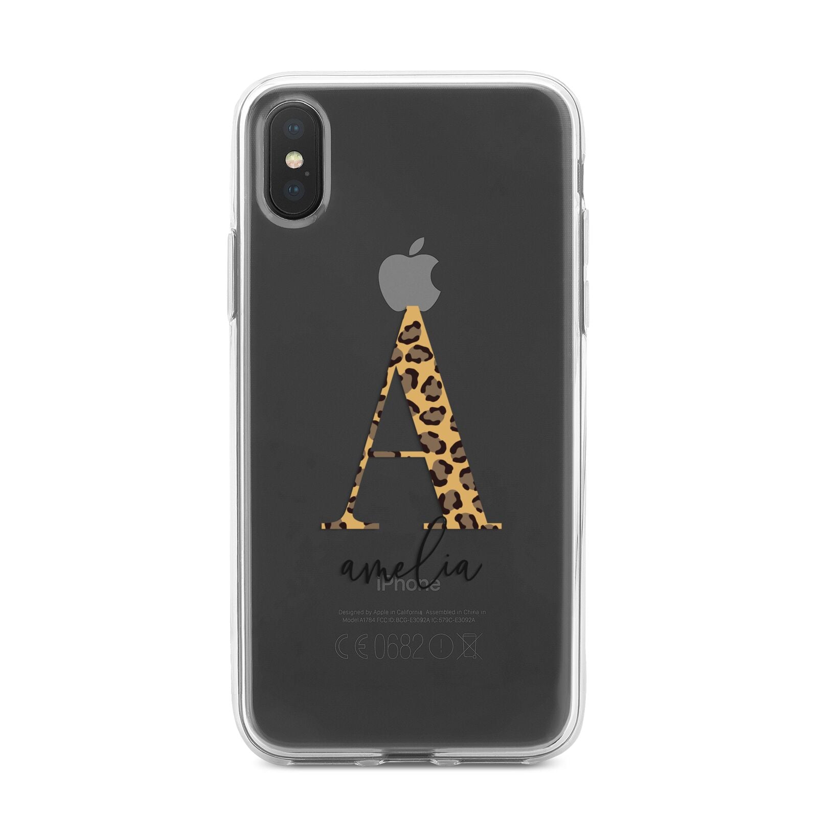 Leopard Print Initial with Name iPhone X Bumper Case on Black iPhone Alternative Image 1