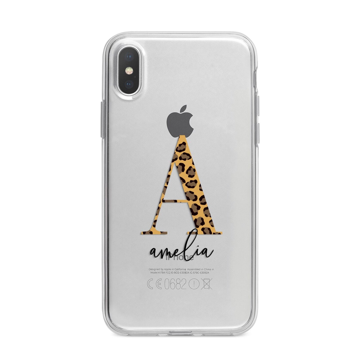 Leopard Print Initial with Name iPhone X Bumper Case on Silver iPhone Alternative Image 1