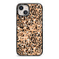 Leopard Print iPhone 13 Black Impact Case on Silver phone