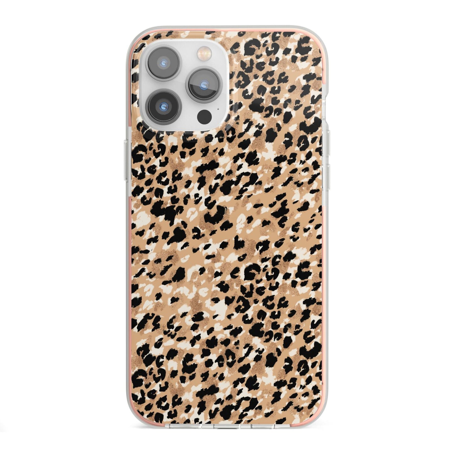 Leopard Print iPhone 13 Pro Max TPU Impact Case with Pink Edges