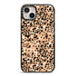 Leopard Print iPhone 14 Plus Black Impact Case on Silver phone