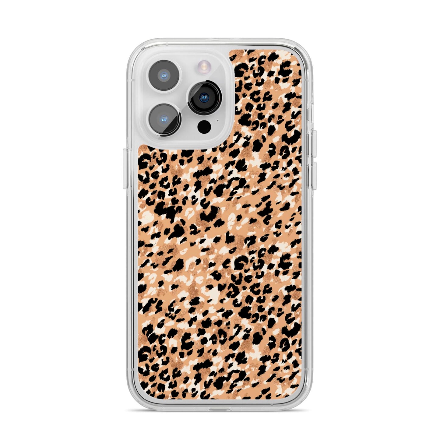 Leopard Print iPhone 14 Pro Max Clear Tough Case Silver