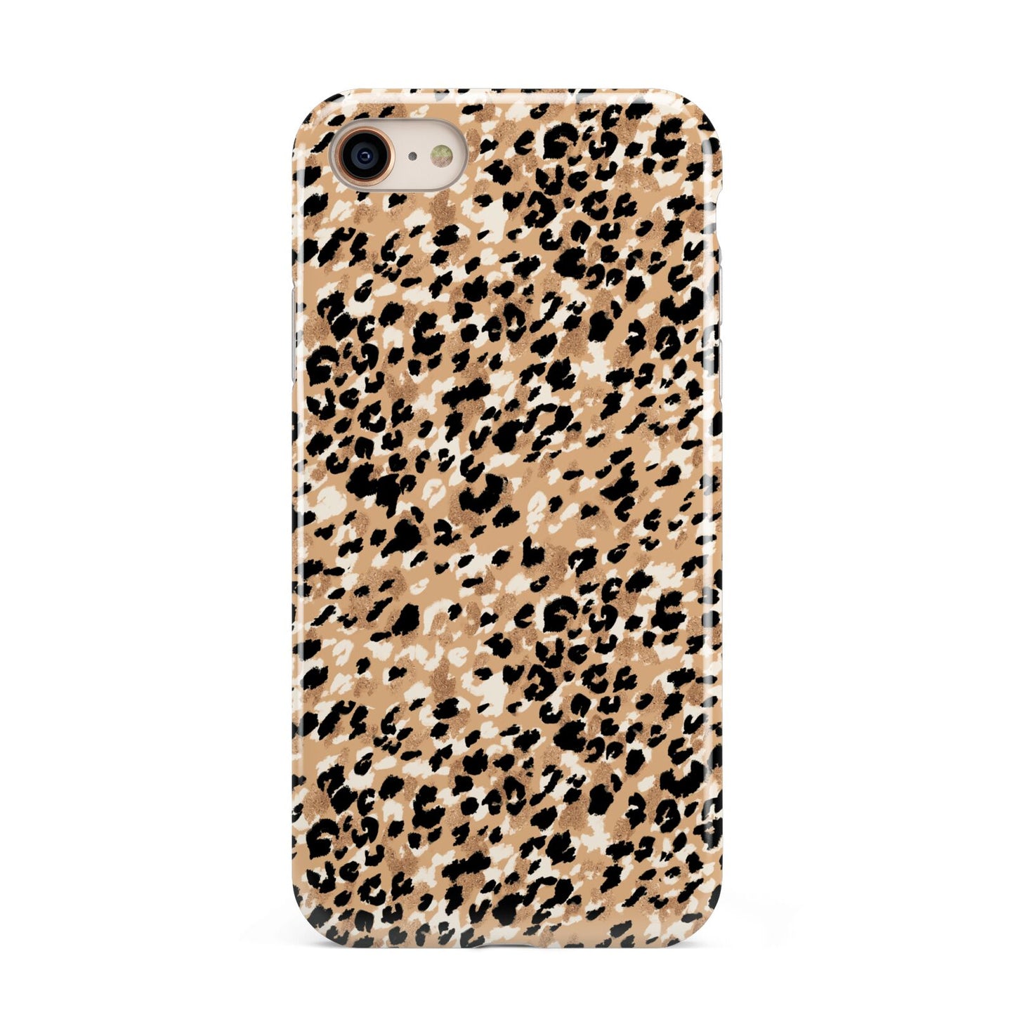Leopard Print iPhone 8 3D Tough Case on Gold Phone