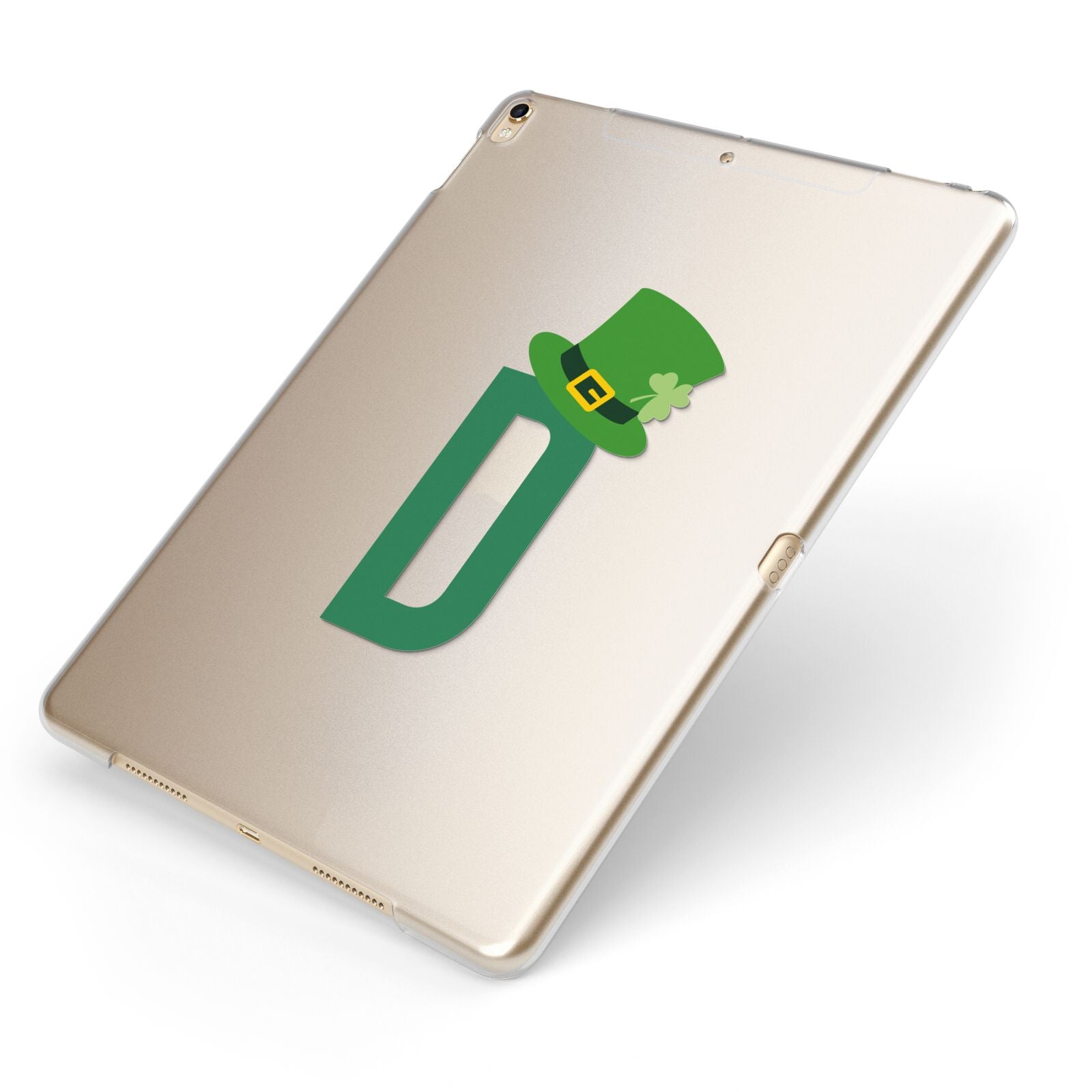 Leprechaun Hat Custom Monogram Apple iPad Case on Gold iPad Side View