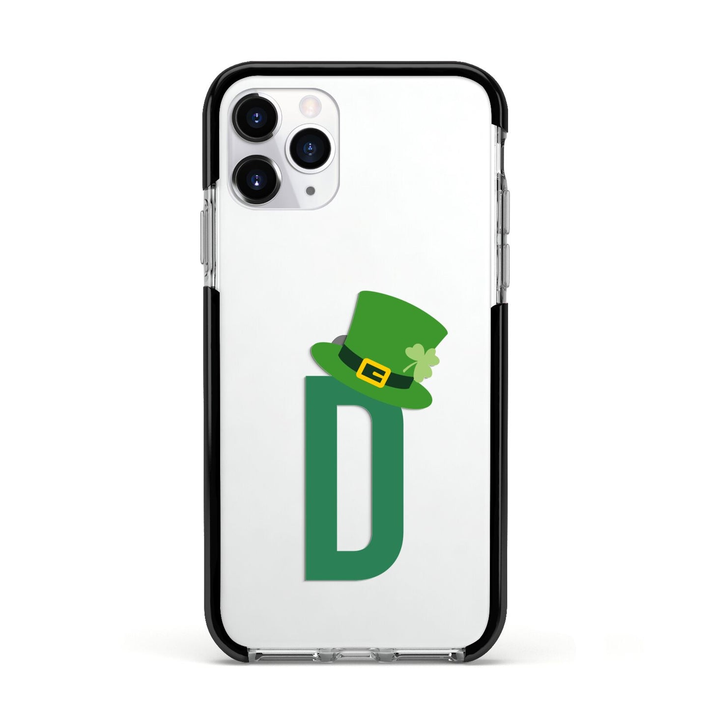 Leprechaun Hat Custom Monogram Apple iPhone 11 Pro in Silver with Black Impact Case