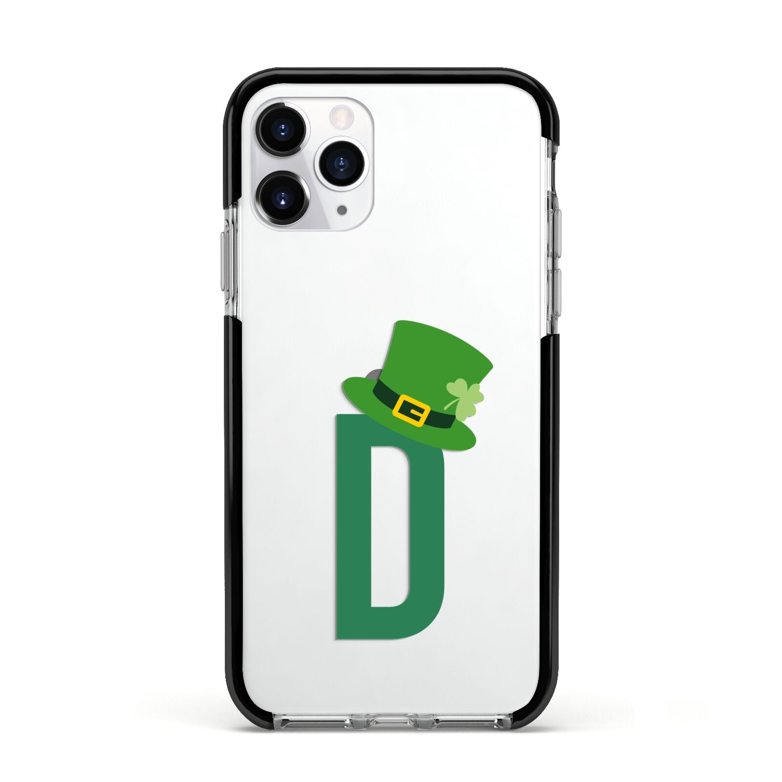 Leprechaun Hat Custom Monogram Apple iPhone 11 Pro in Silver with Black Impact Case
