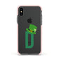 Leprechaun Hat Custom Monogram Apple iPhone Xs Impact Case Pink Edge on Black Phone