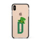 Leprechaun Hat Custom Monogram Apple iPhone Xs Max Impact Case Black Edge on Gold Phone