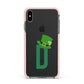 Leprechaun Hat Custom Monogram Apple iPhone Xs Max Impact Case Pink Edge on Black Phone