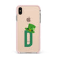 Leprechaun Hat Custom Monogram Apple iPhone Xs Max Impact Case Pink Edge on Gold Phone
