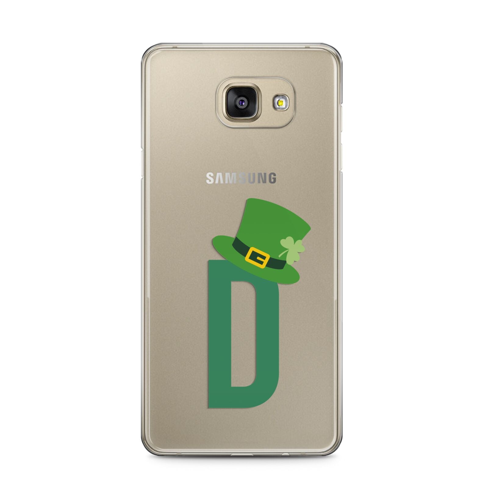 Leprechaun Hat Custom Monogram Samsung Galaxy A5 2016 Case on gold phone