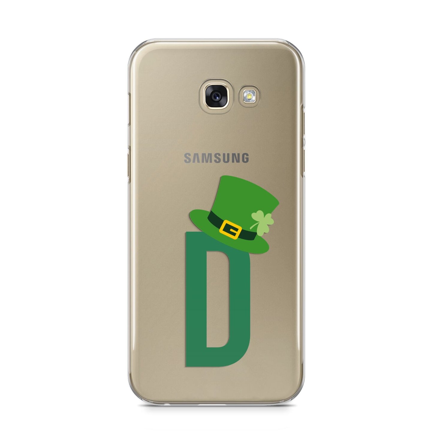 Leprechaun Hat Custom Monogram Samsung Galaxy A5 2017 Case on gold phone