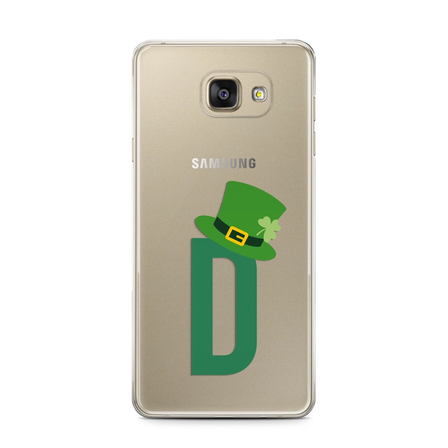 Leprechaun Hat Custom Monogram Samsung Galaxy A7 2016 Case on gold phone