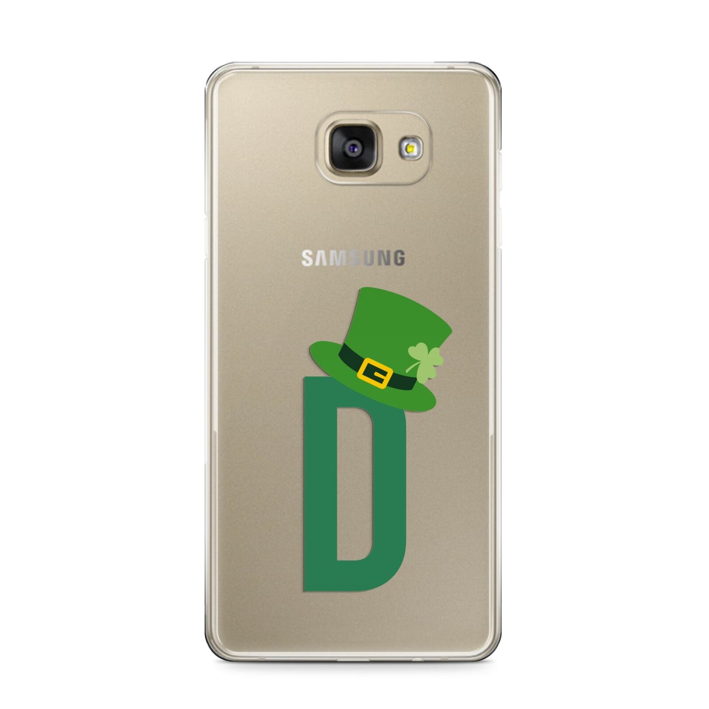 Leprechaun Hat Custom Monogram Samsung Galaxy A9 2016 Case on gold phone