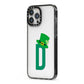 Leprechaun Hat Custom Monogram iPhone 13 Pro Max Black Impact Case Side Angle on Silver phone
