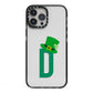 Leprechaun Hat Custom Monogram iPhone 13 Pro Max Black Impact Case on Silver phone