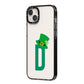 Leprechaun Hat Custom Monogram iPhone 14 Plus Black Impact Case Side Angle on Silver phone