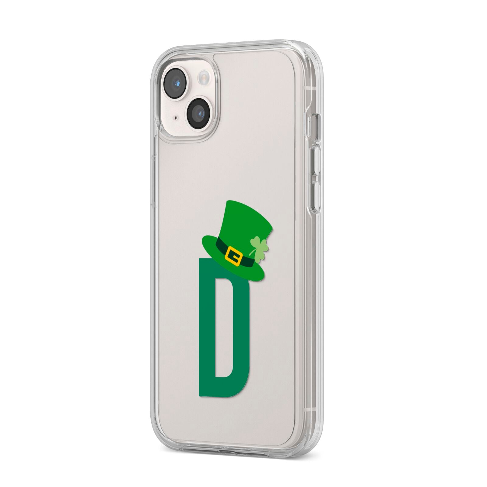 Leprechaun Hat Custom Monogram iPhone 14 Plus Clear Tough Case Starlight Angled Image