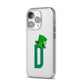 Leprechaun Hat Custom Monogram iPhone 14 Pro Clear Tough Case Silver Angled Image