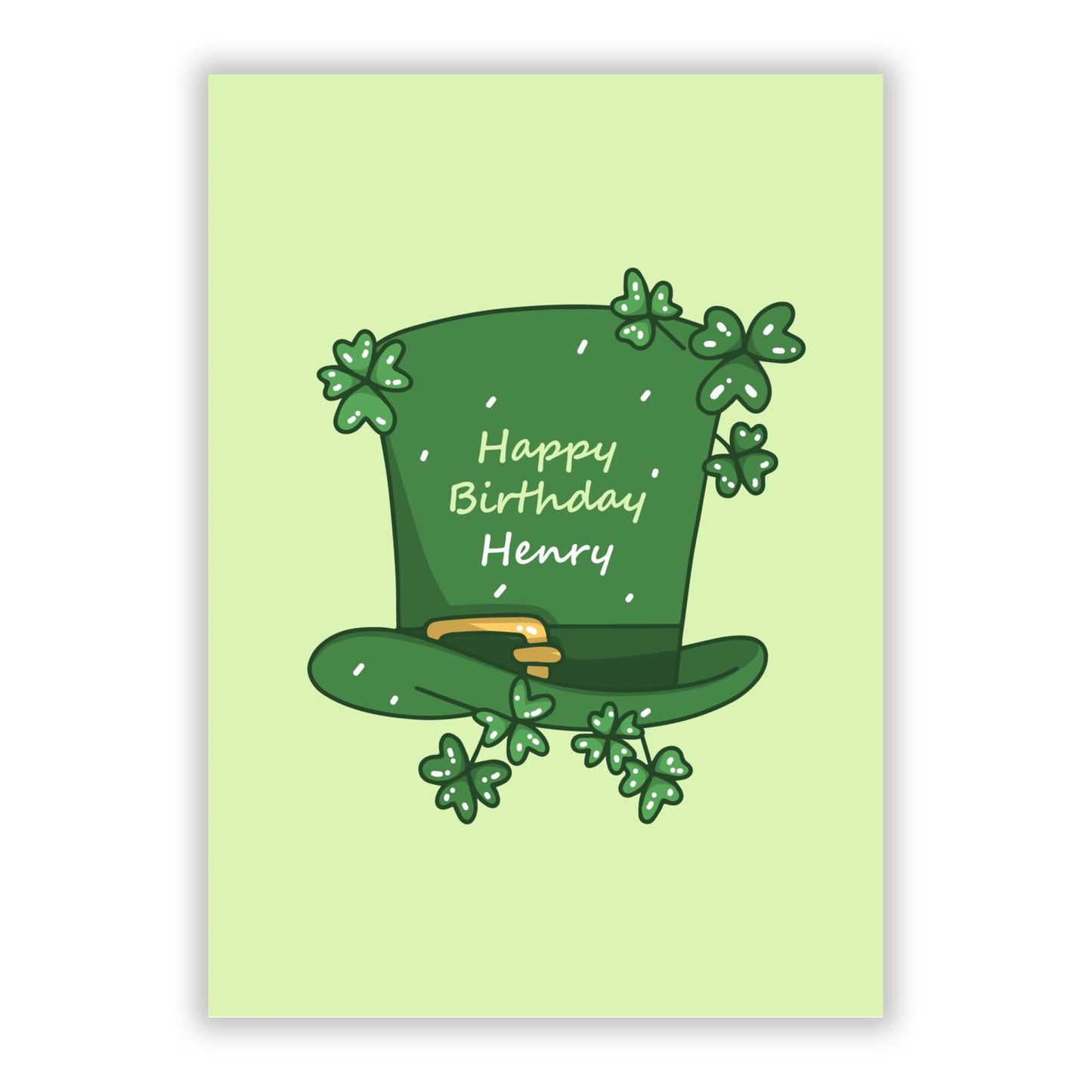 Leprechaun Hat Personalised Happy Birthday A5 Flat Greetings Card