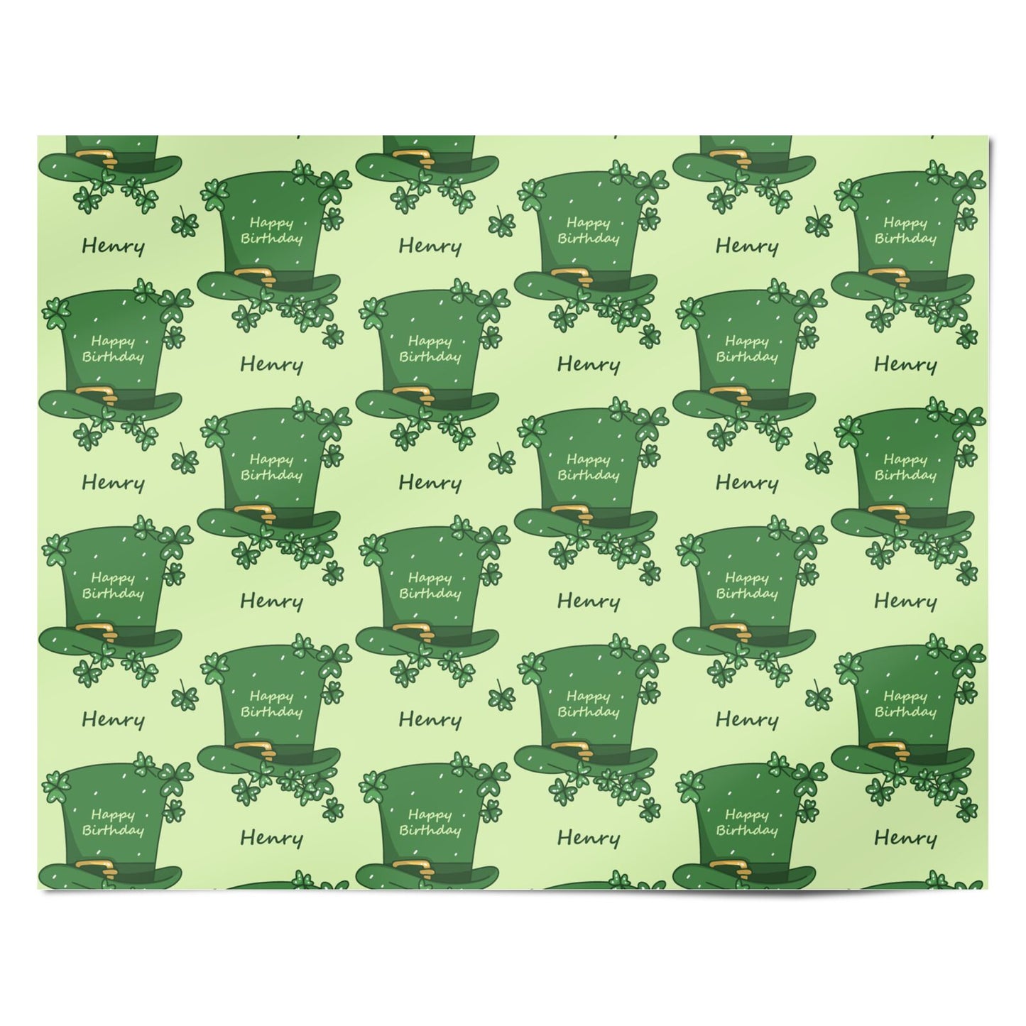 Leprechaun Hat Personalised Happy Birthday Personalised Wrapping Paper Alternative