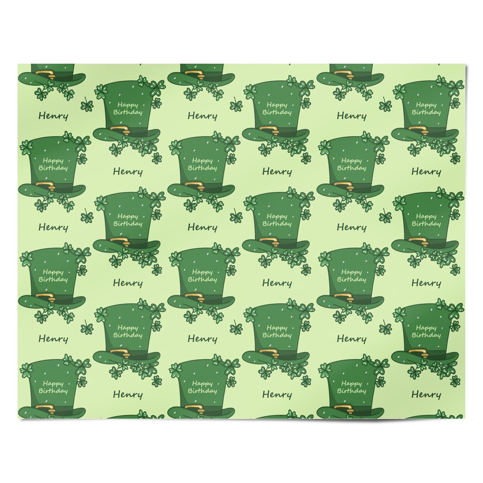 Leprechaun Hat Personalised Happy Birthday Personalised Wrapping Paper Alternative