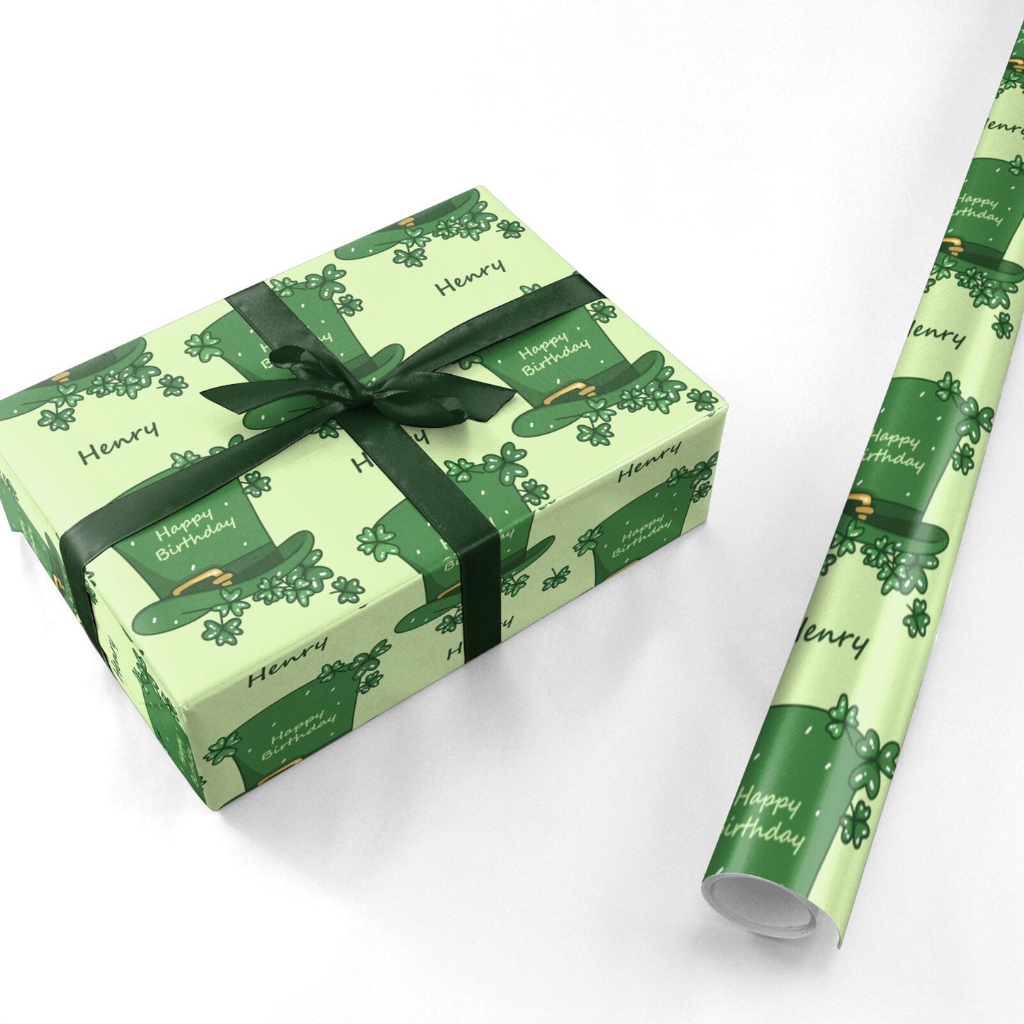 Leprechaun Hat Personalised Happy Birthday Personalised Wrapping Paper