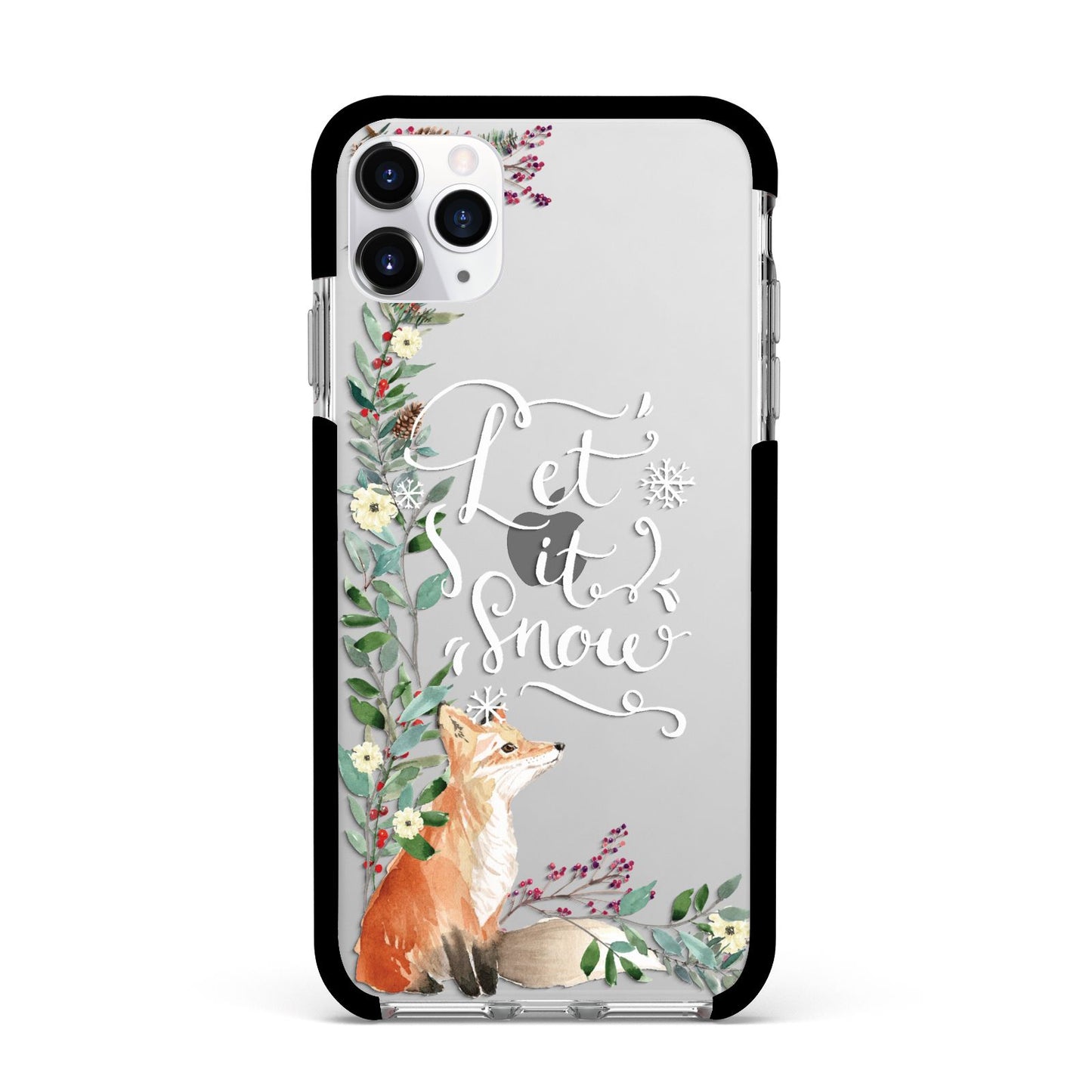 Let It Snow Christmas Apple iPhone 11 Pro Max in Silver with Black Impact Case