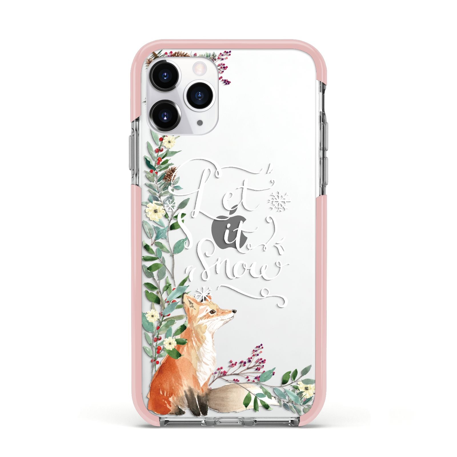 Let It Snow Christmas Apple iPhone 11 Pro in Silver with Pink Impact Case