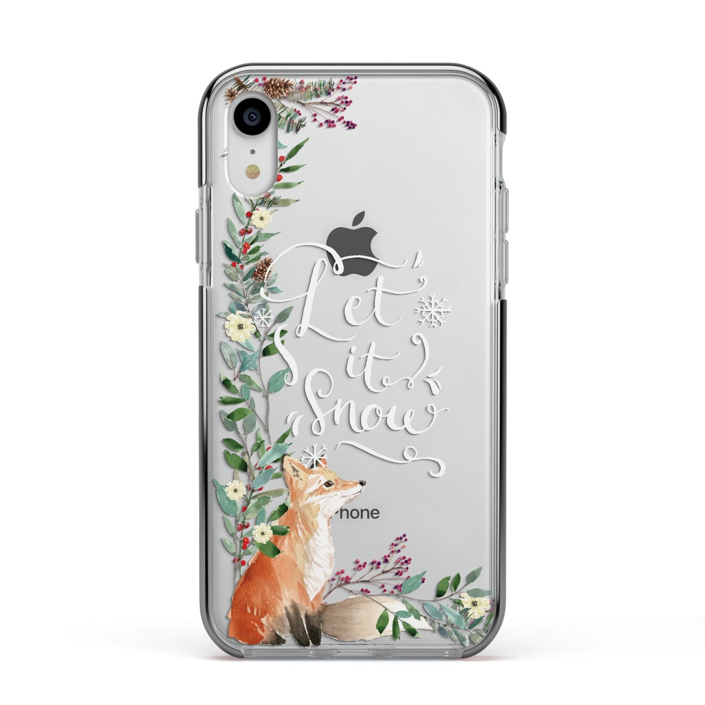 Let It Snow Christmas Apple iPhone XR Impact Case Black Edge on Silver Phone