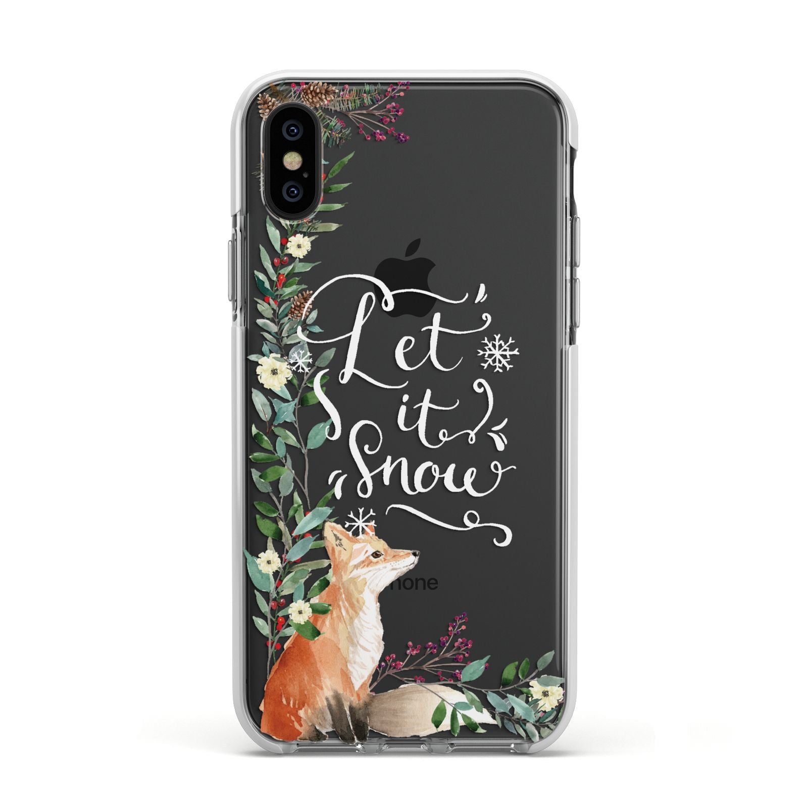 Let It Snow Christmas Apple iPhone Xs Impact Case White Edge on Black Phone