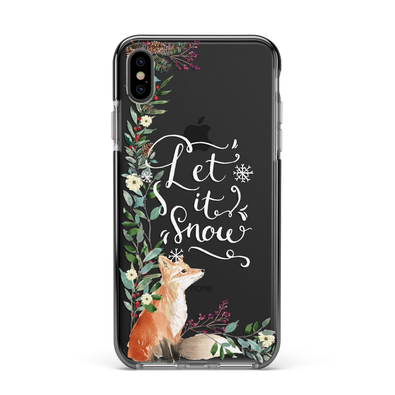 Let It Snow Christmas Apple iPhone Xs Max Impact Case Black Edge on Black Phone