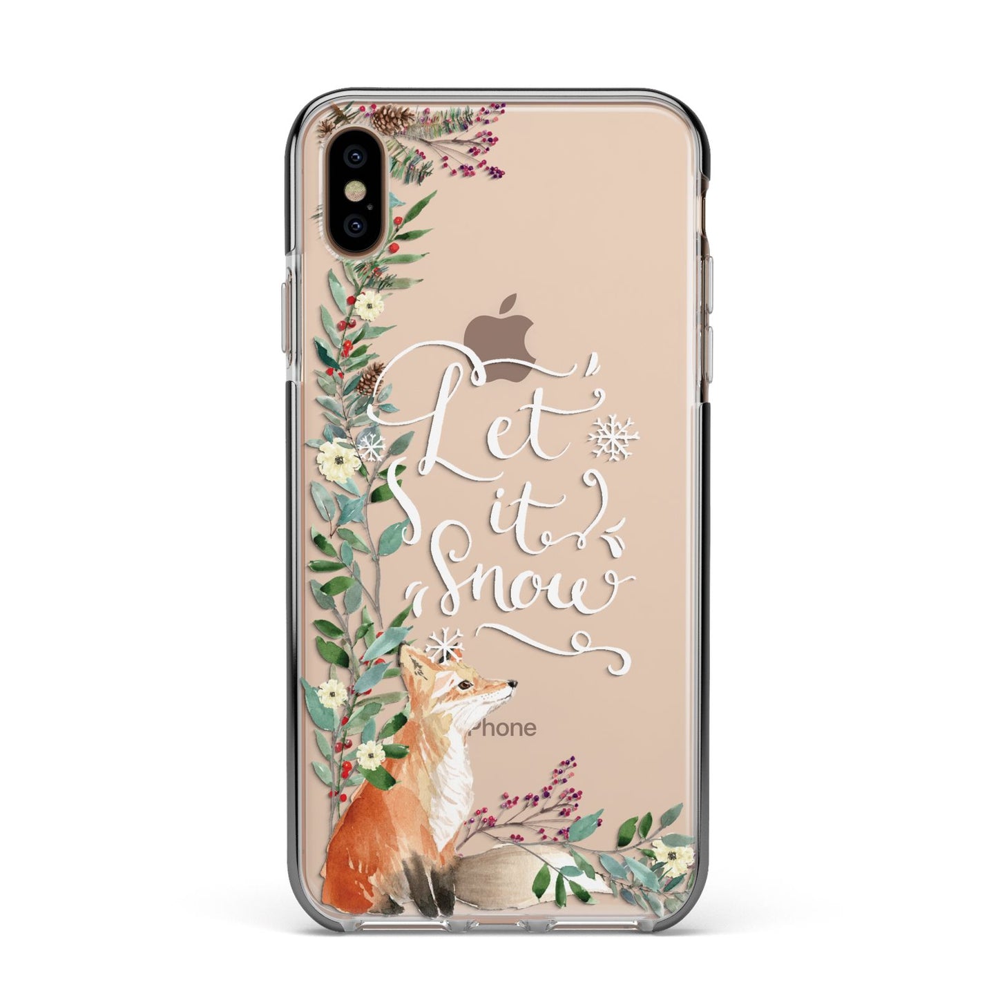 Let It Snow Christmas Apple iPhone Xs Max Impact Case Black Edge on Gold Phone
