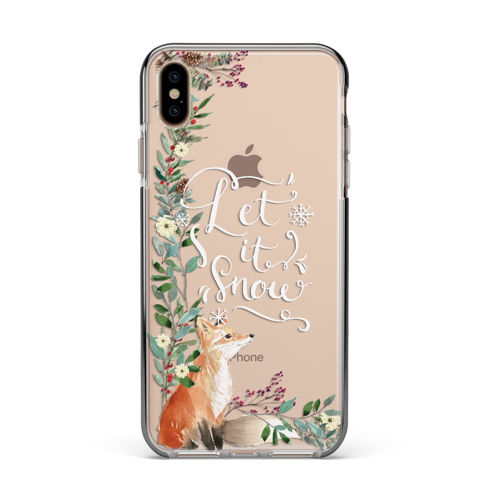 Let It Snow Christmas Apple iPhone Xs Max Impact Case Black Edge on Gold Phone