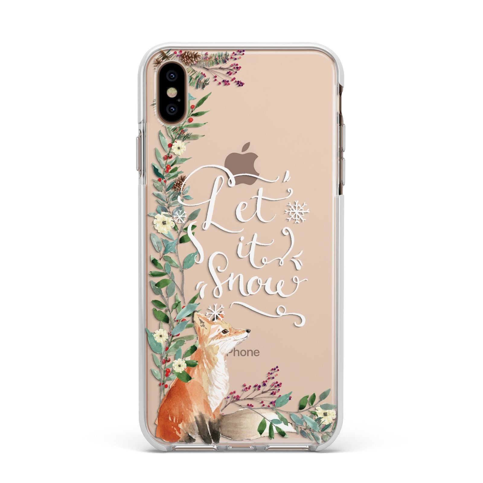 Let It Snow Christmas Apple iPhone Xs Max Impact Case White Edge on Gold Phone