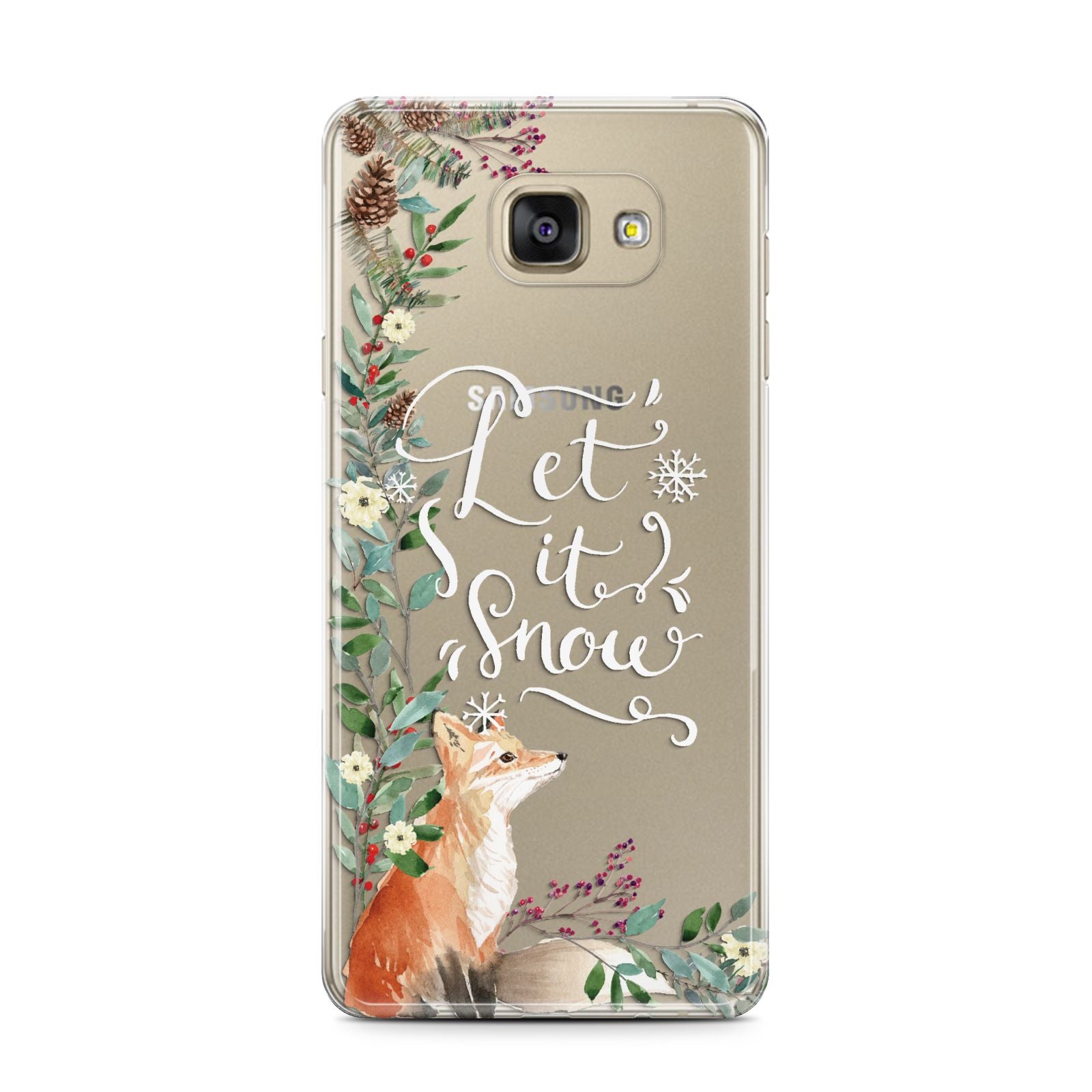 Let It Snow Christmas Samsung Galaxy A7 2016 Case on gold phone