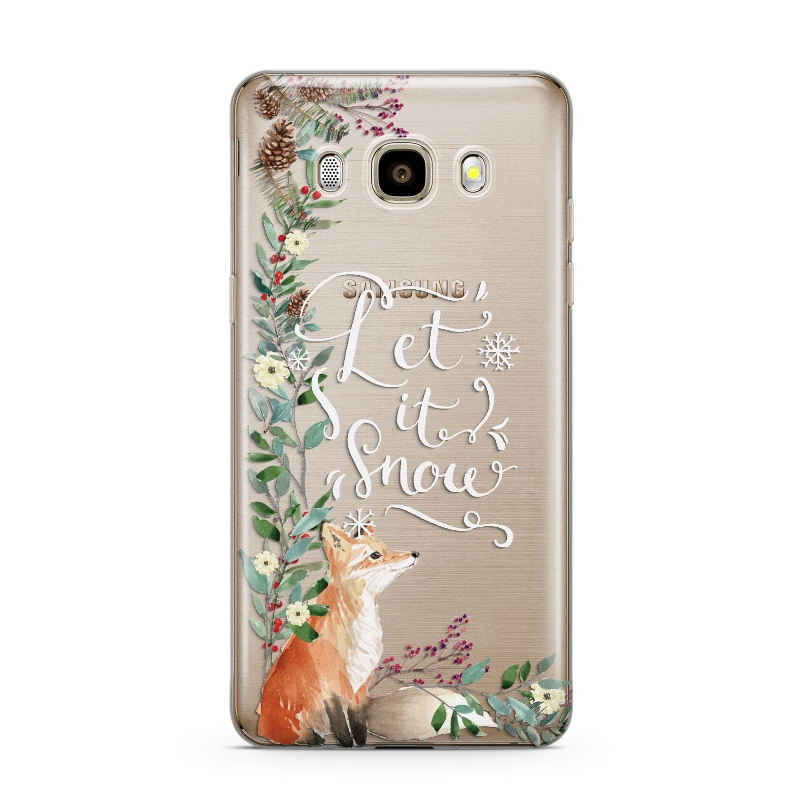 Let It Snow Christmas Samsung Galaxy J7 2016 Case on gold phone