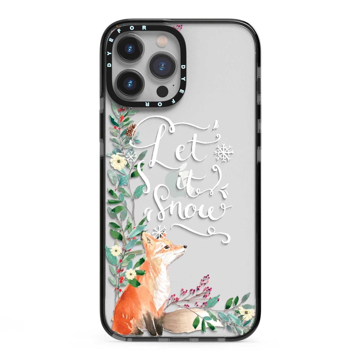 Let It Snow Christmas iPhone 13 Pro Max Black Impact Case on Silver phone