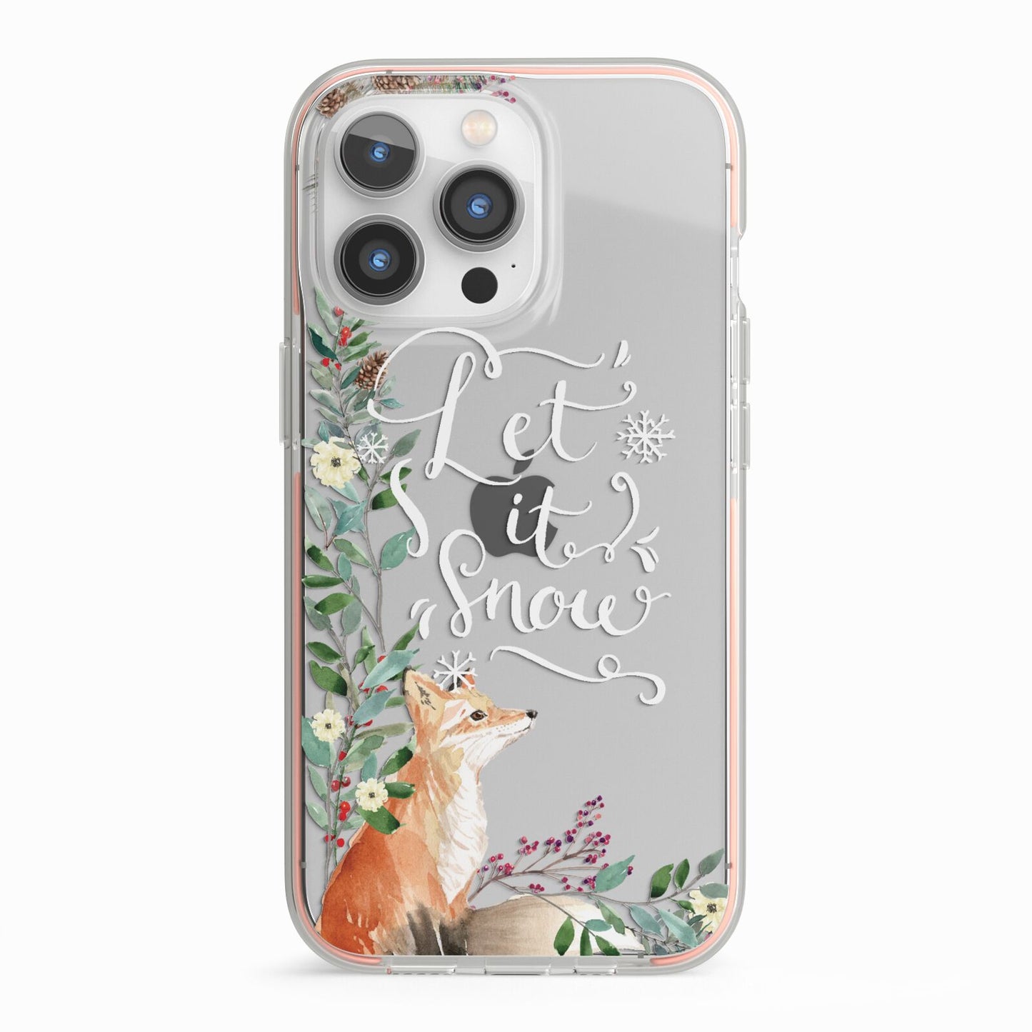Let It Snow Christmas iPhone 13 Pro TPU Impact Case with Pink Edges