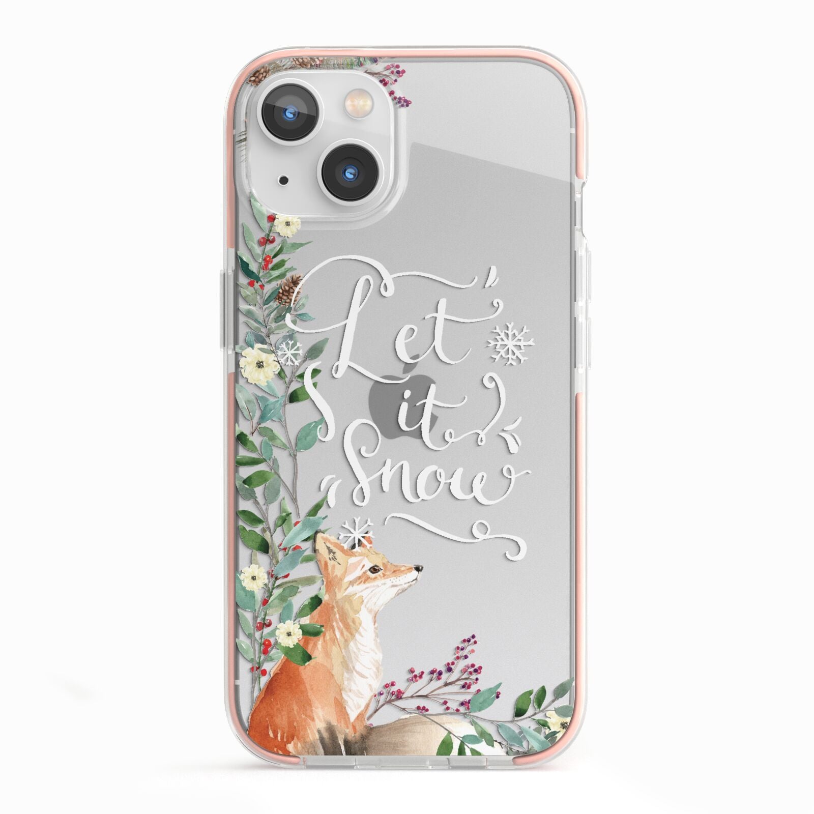 Let It Snow Christmas iPhone 13 TPU Impact Case with Pink Edges