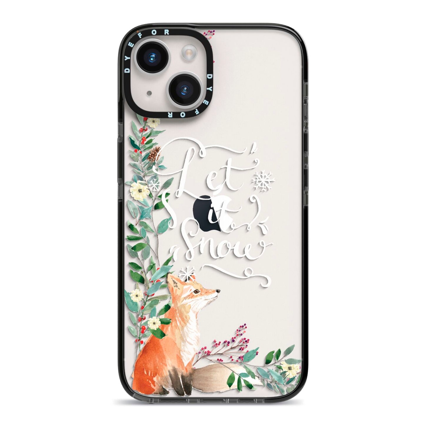 Let It Snow Christmas iPhone 14 Black Impact Case on Silver phone