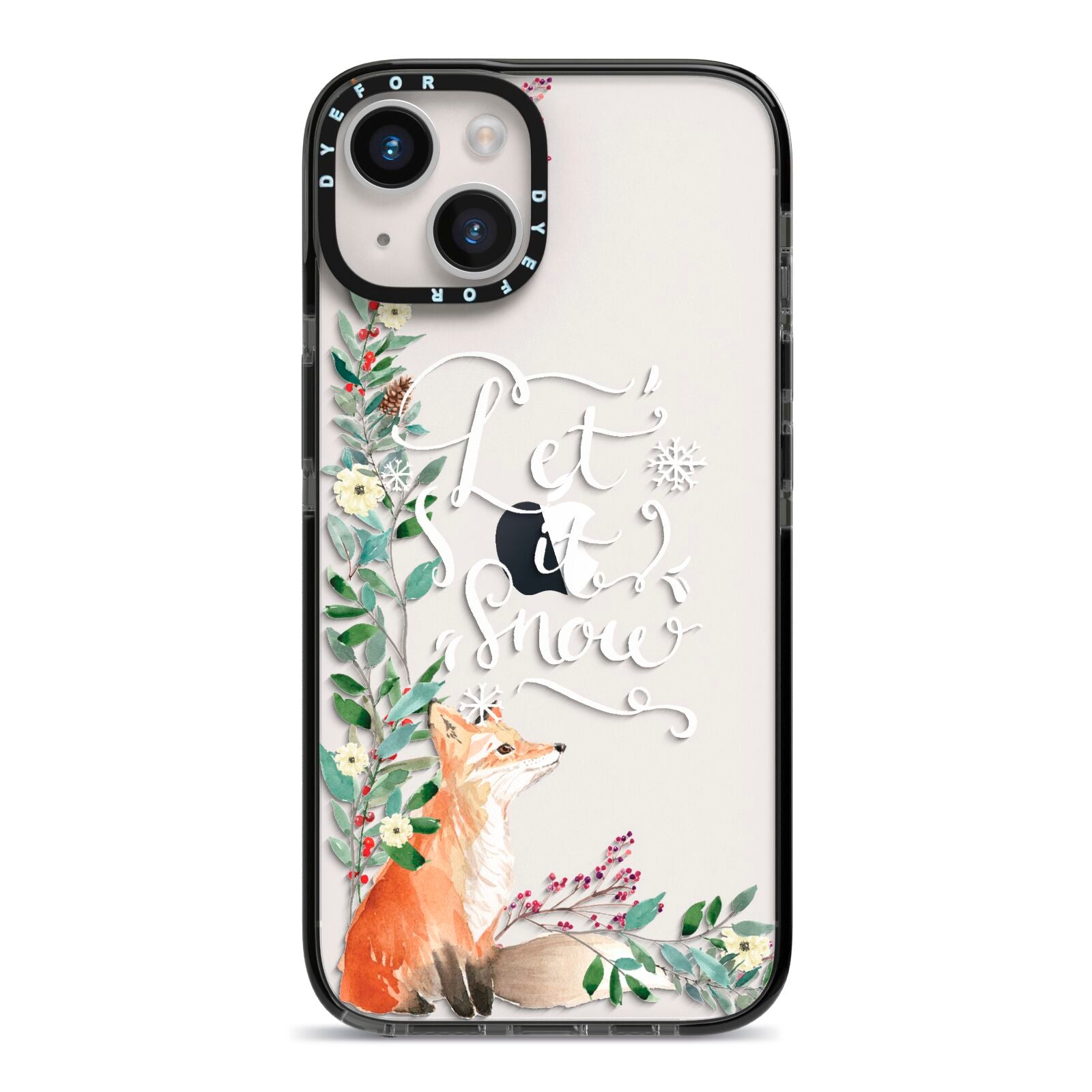 Let It Snow Christmas iPhone 14 Black Impact Case on Silver phone