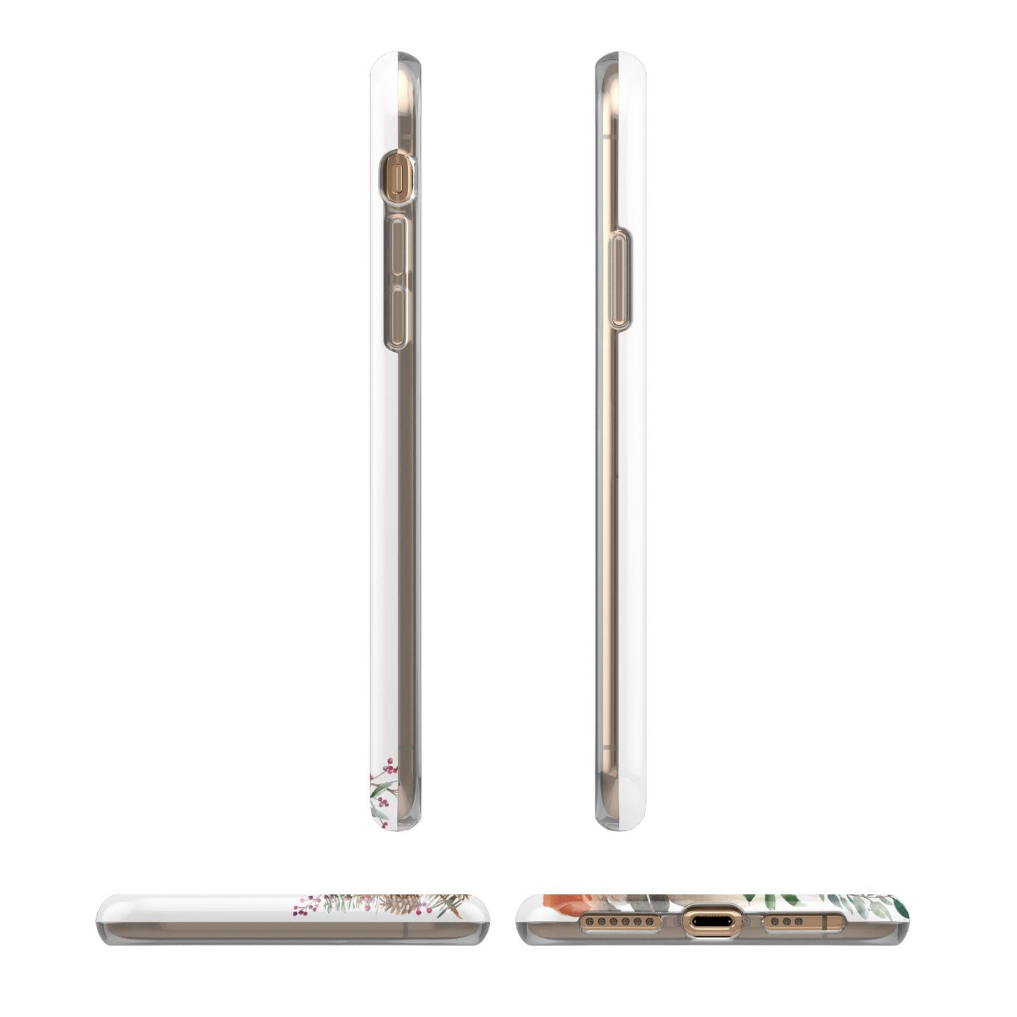 Let It Snow Christmas iPhone XS 3D Tough Case in Gold Angled Images