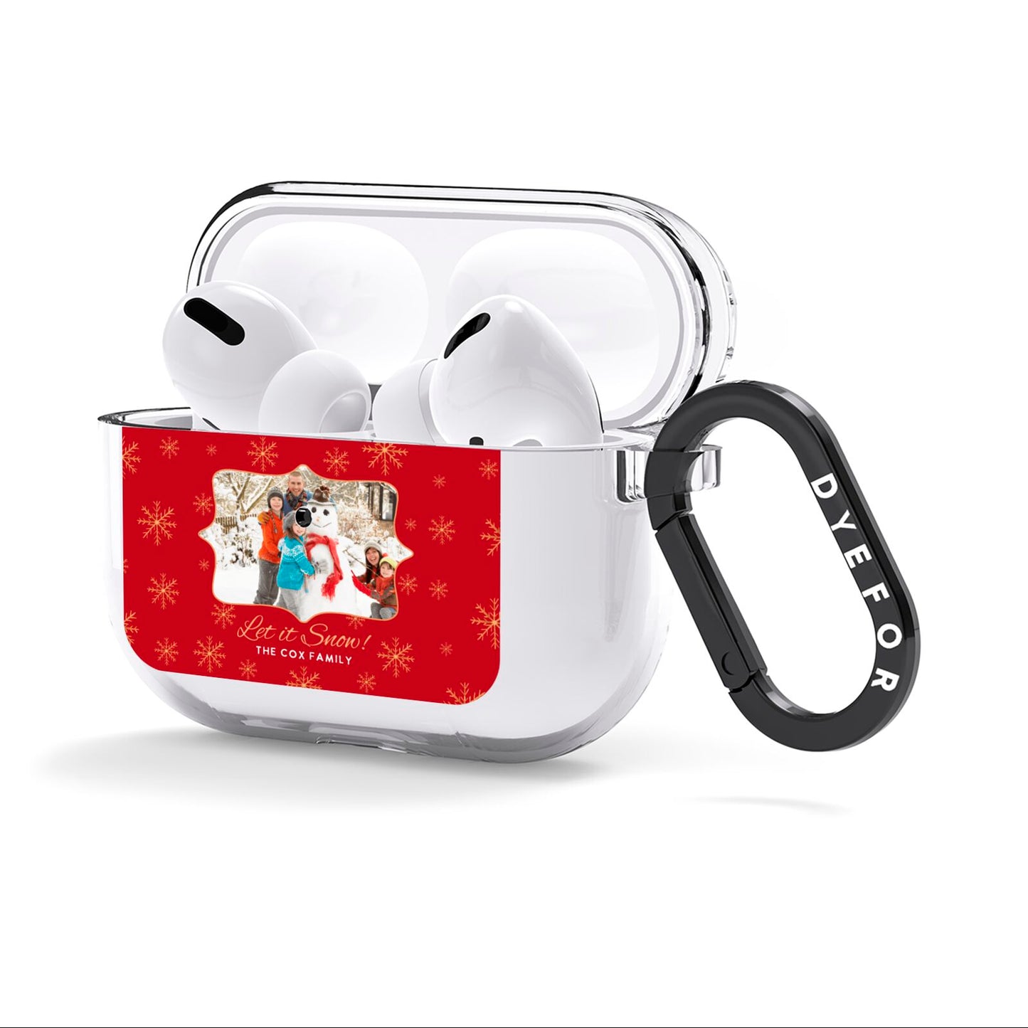 Let it Snow Christmas Photo Upload AirPods Clear Case 3rd Gen Side Image