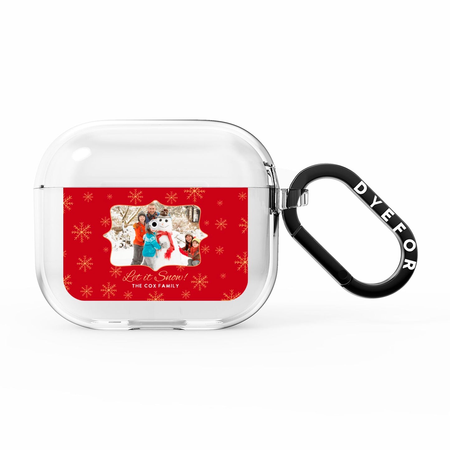 Let it Snow Christmas Photo Upload AirPods Clear Case 3rd Gen